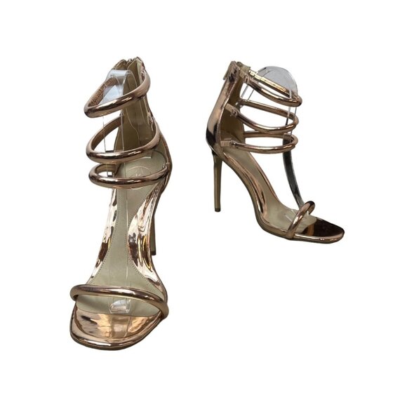 Misguided Women's Rose Gold Strapped Heels Sz 7.5 - NWOB - Picture 2 of 9